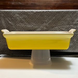 Le Creuset yellow stoneware baking dish
